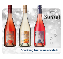 Sunset, sparkling fruit wine cocktail